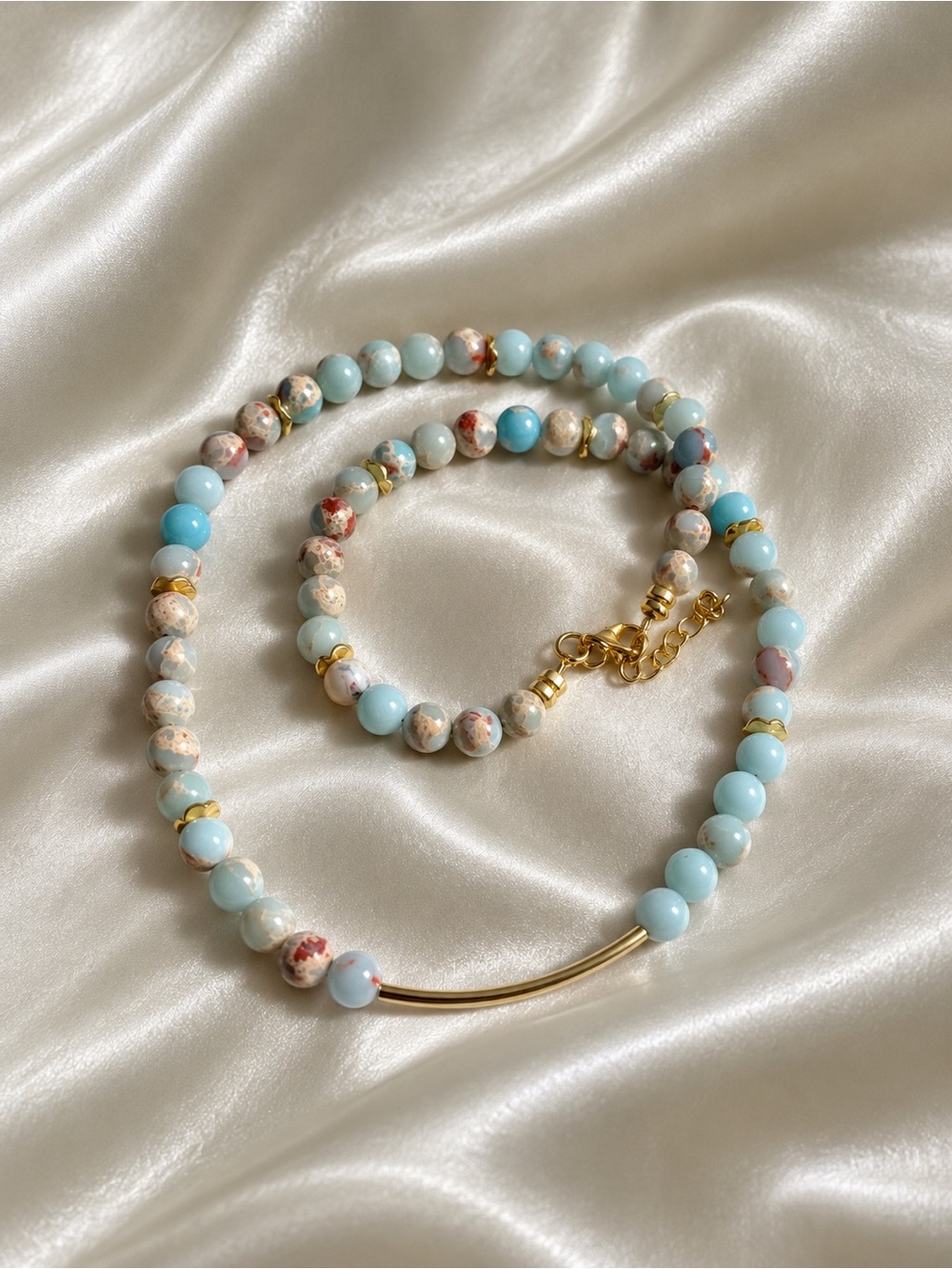 Handcrafted Shoushan stone beaded Necklace